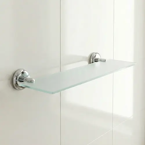 رف حمام زجاجي جداري كارليم كاكير 45 × 10 سم طلاء فضي